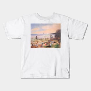 Beach Side By William James Glackens Digitally Enhanced Kids T-Shirt